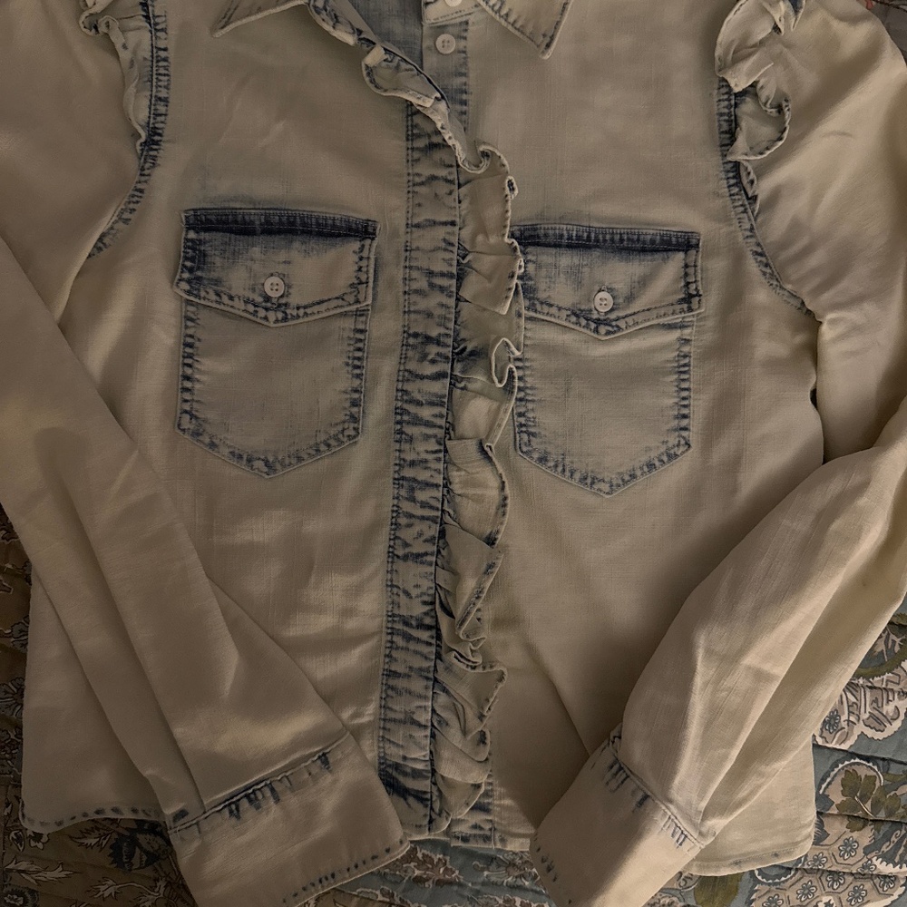 Alice + Olivia ruffled Jean shirt